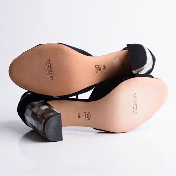 Vaneli Womens Barie Black Suede Strap Pump Mother pearl Heels Shoes Sz 7.5 New - Picture 9 of 9
